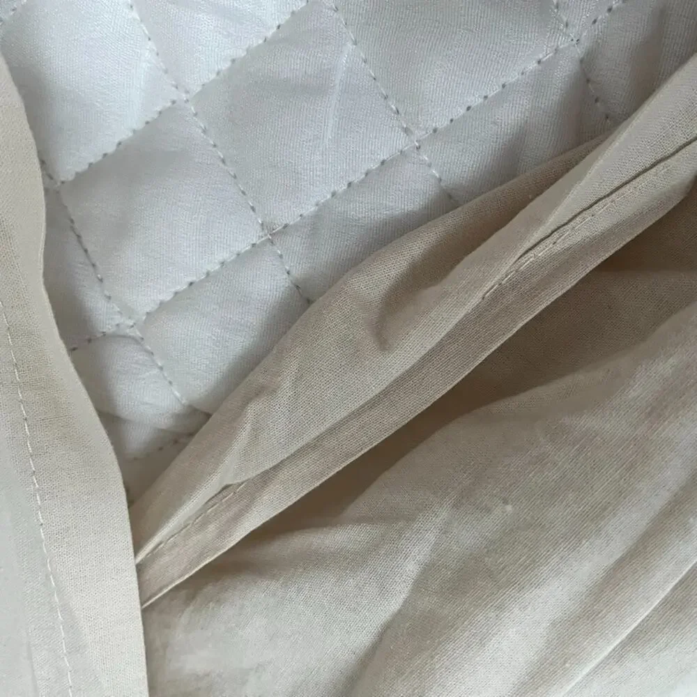 Unbranded White Linen Quilted Single Pillow Sham 38